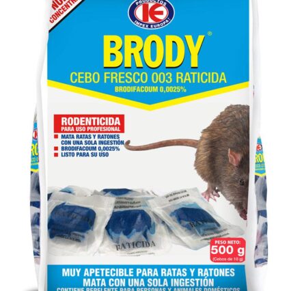 Raticida Brody cebo fresco para matar ratas y ratones (Brodifacoum) 1kg